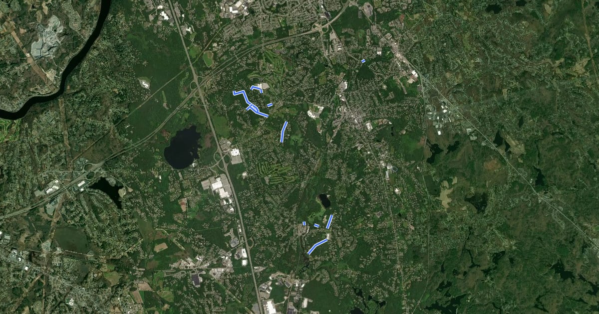 Маршрут Andover Community Paths на спутниковом снимке