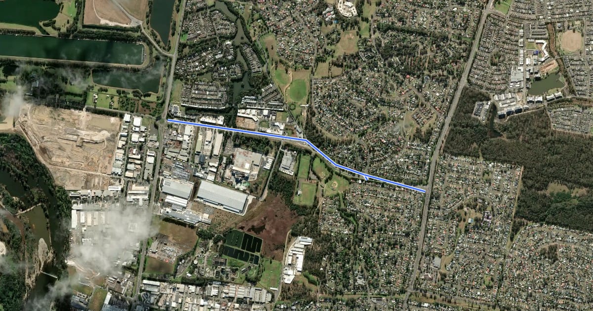 Маршрут Andrews Road на спутниковом снимке