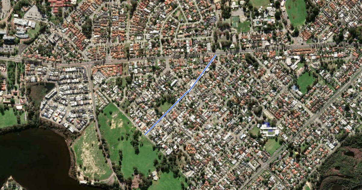 Маршрут Andrews Road Shared Path на спутниковом снимке