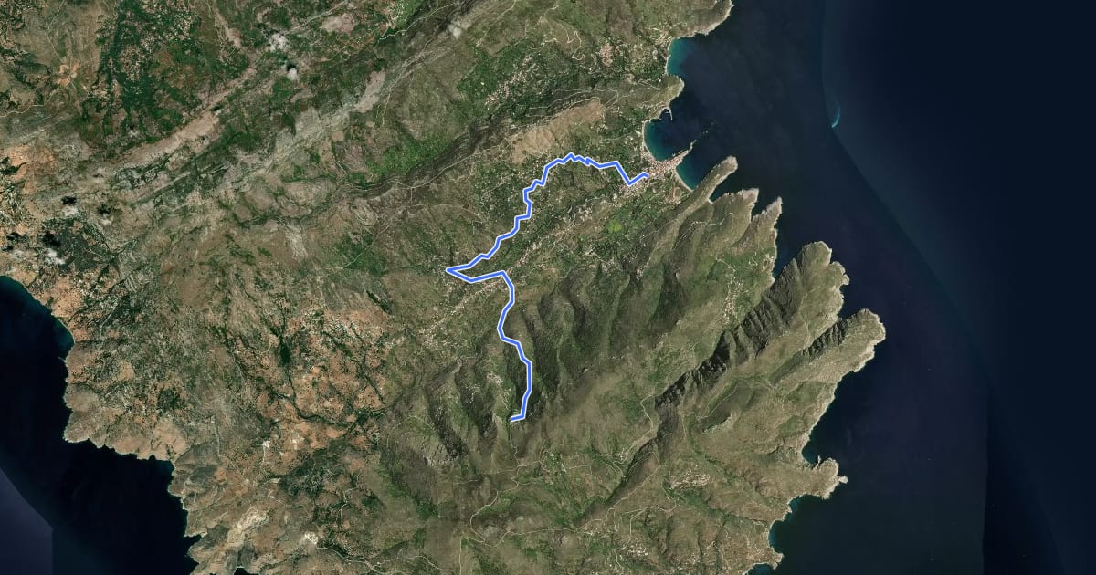 Маршрут Andros Routes 1 на спутниковом снимке