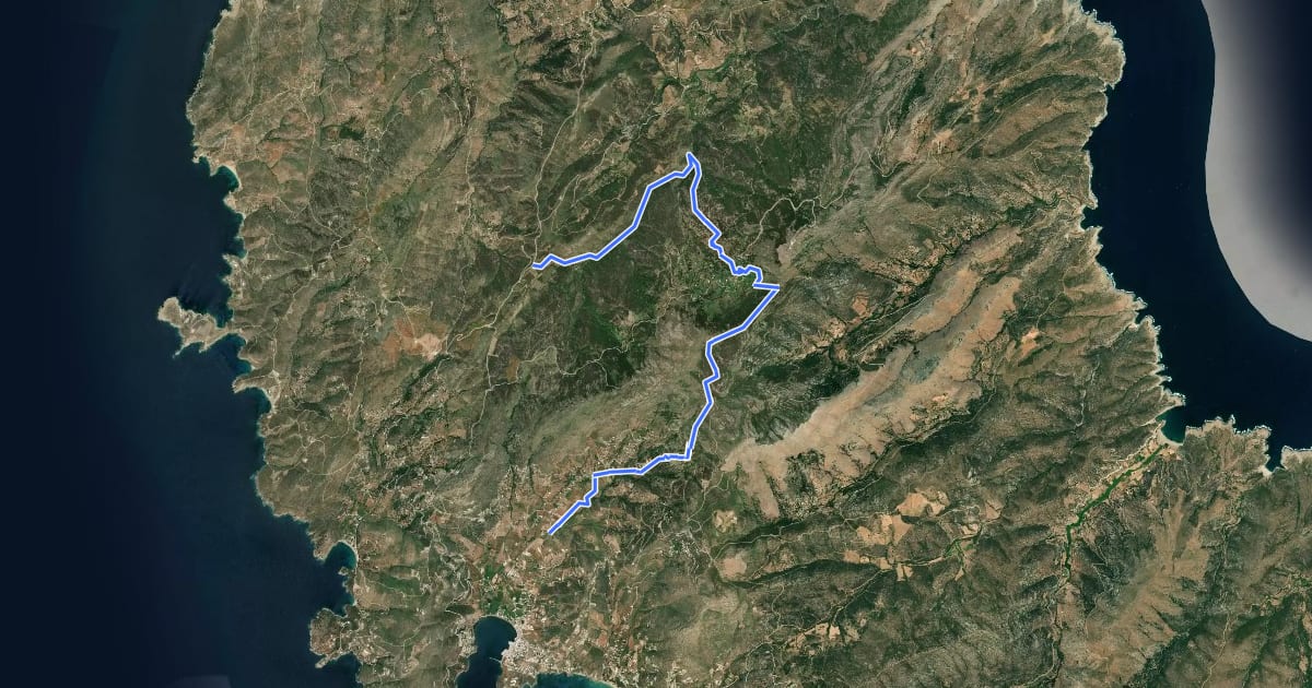 Маршрут Andros Routes 14 на спутниковом снимке