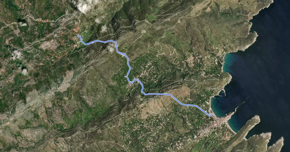 Маршрут Andros Routes 2 на спутниковом снимке