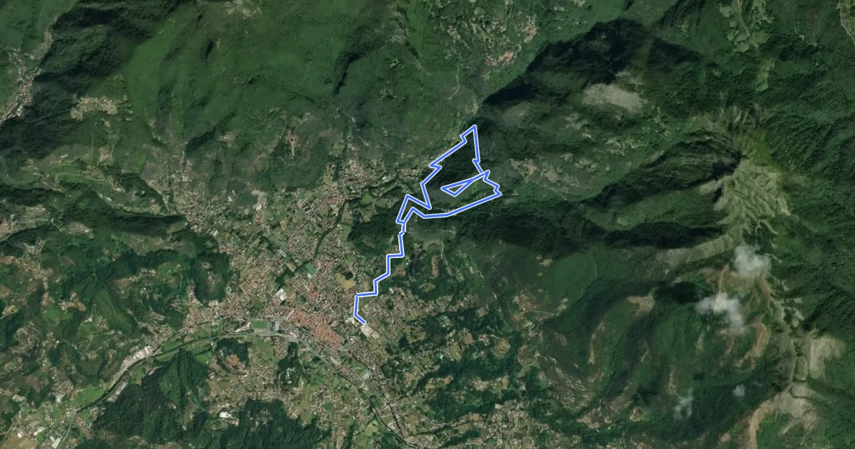 Маршрут ANELLO 5 - BADIA - MONTECASTRESE - BADIA на спутниковом снимке