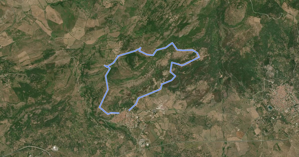 Маршрут Anello Bortigali - Monte Santu Padre на спутниковом снимке