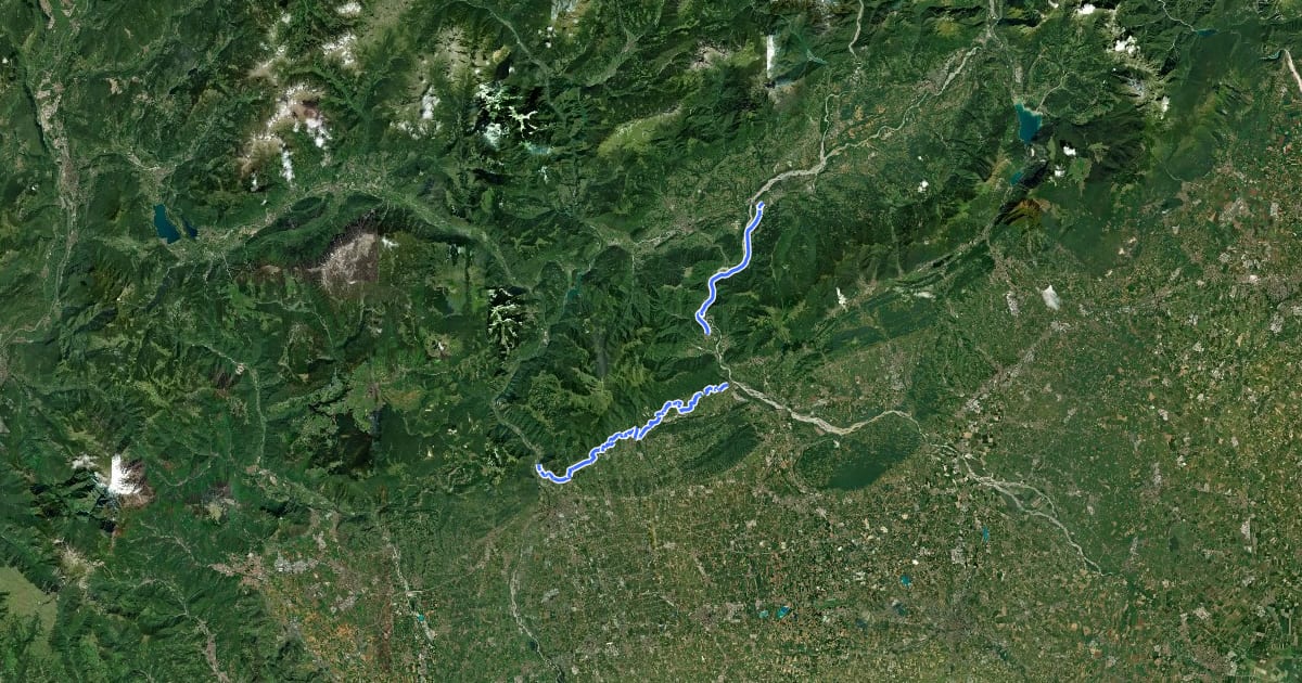 Маршрут Anello ciclabile del Grappa на спутниковом снимке