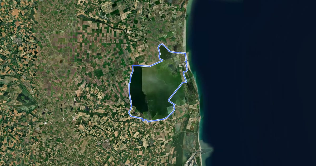Маршрут Anello Comacchio на спутниковом снимке