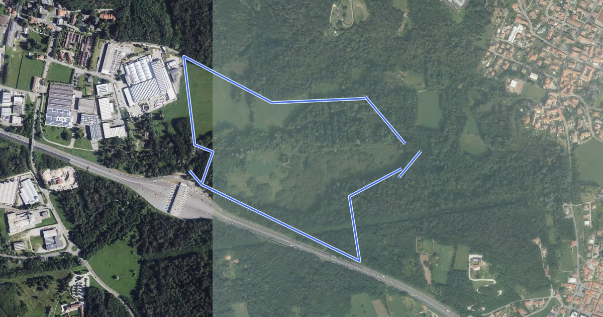 Маршрут Anello dei Fontanili на спутниковом снимке