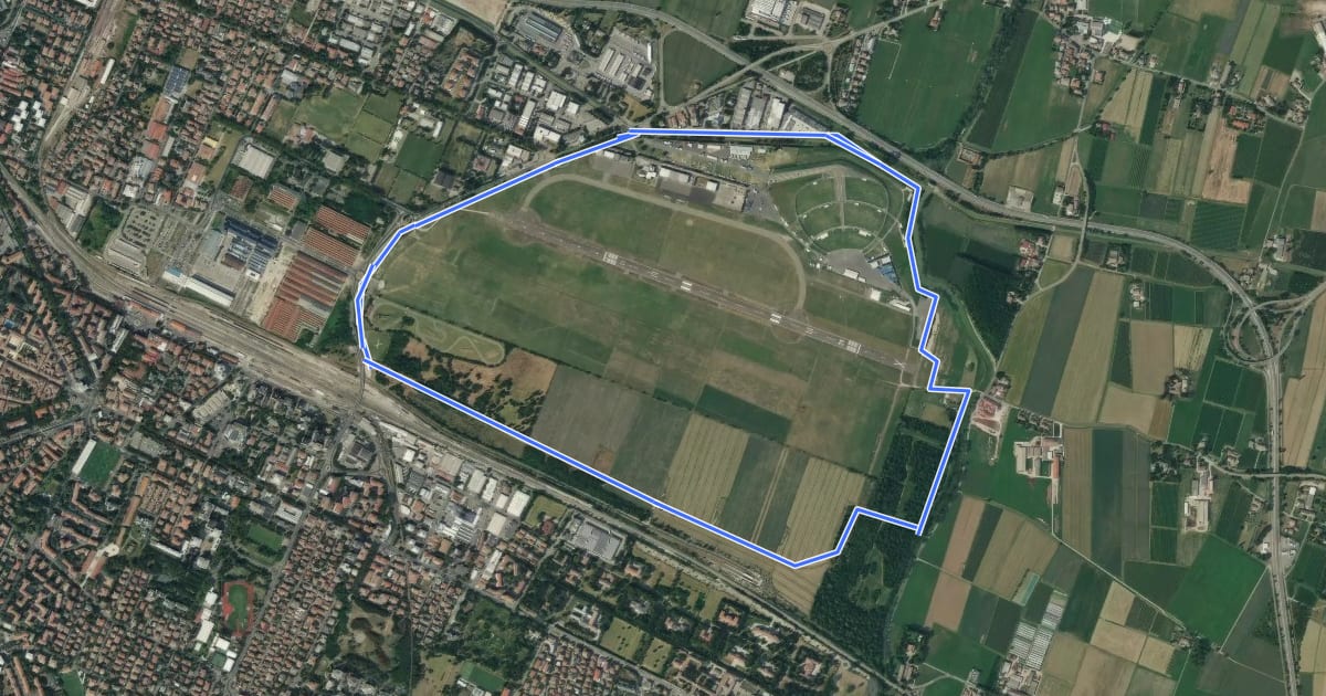 Маршрут Anello del Campovolo на спутниковом снимке