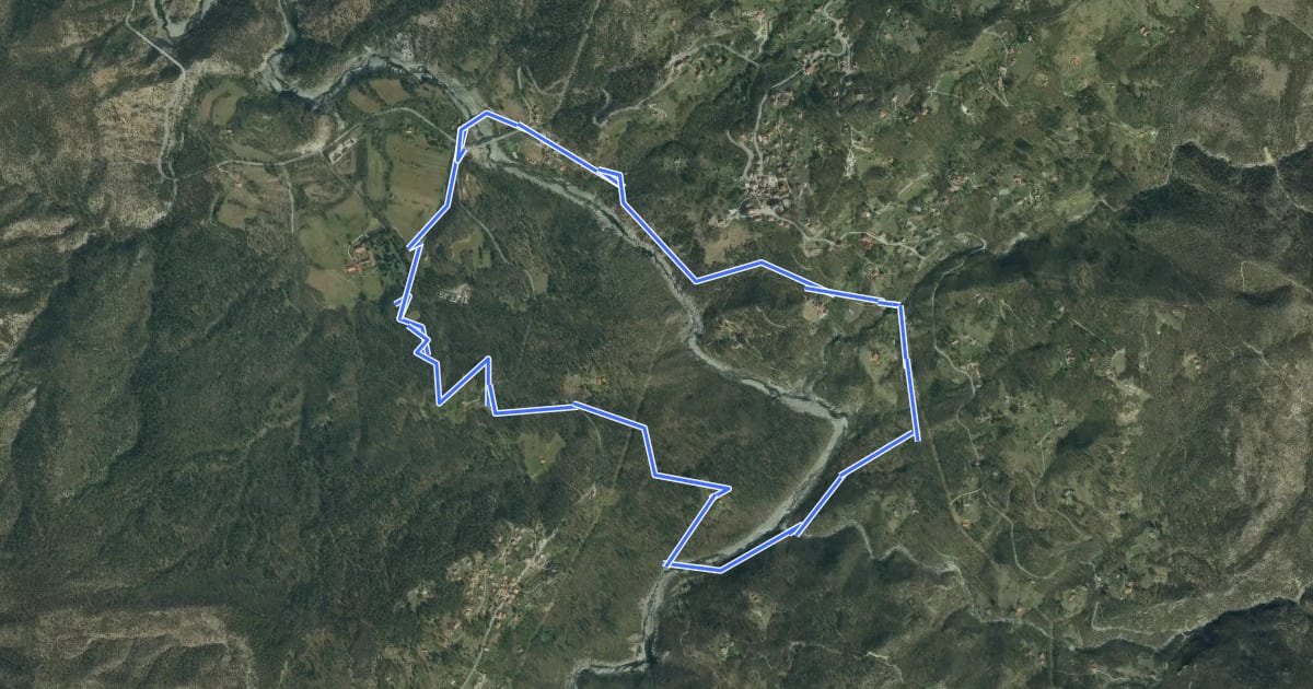 Маршрут Anello della Badia di Tiglieto на спутниковом снимке