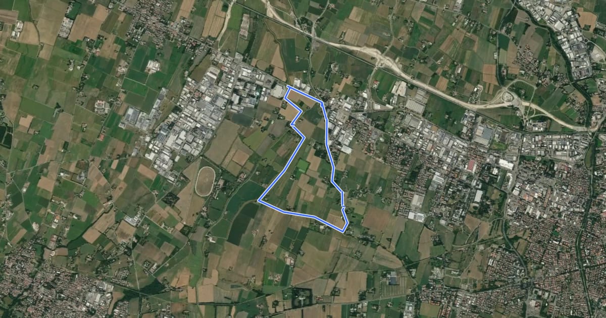 Маршрут Anello delle Acque di Pieve Modolena на спутниковом снимке