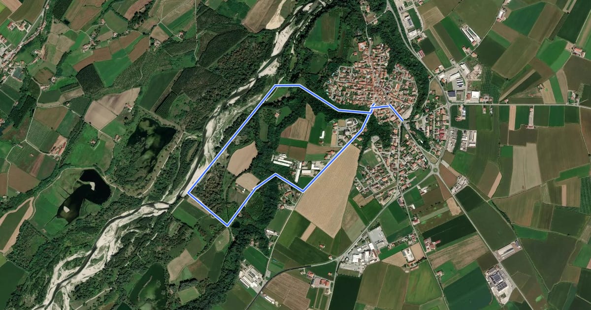 Маршрут Anello di Sant'Albano Stura на спутниковом снимке