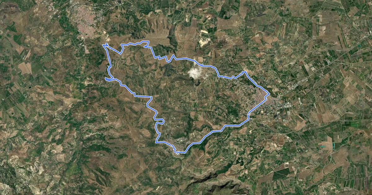 Маршрут Anello Scordia-Militello на спутниковом снимке