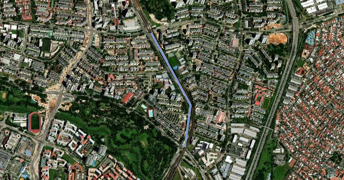 Маршрут Ang Mo Kio Avenue 8 Park Connector на спутниковом снимке