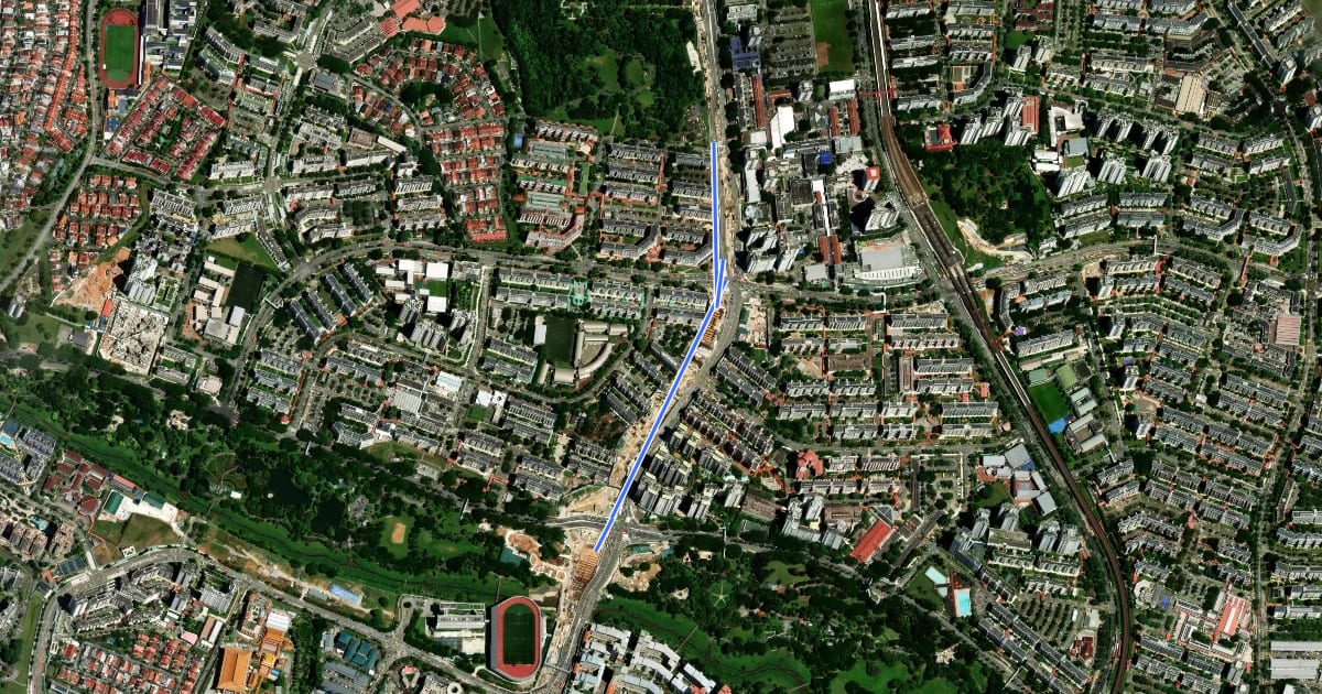 Маршрут Ang Mo Kio Park Connector на спутниковом снимке