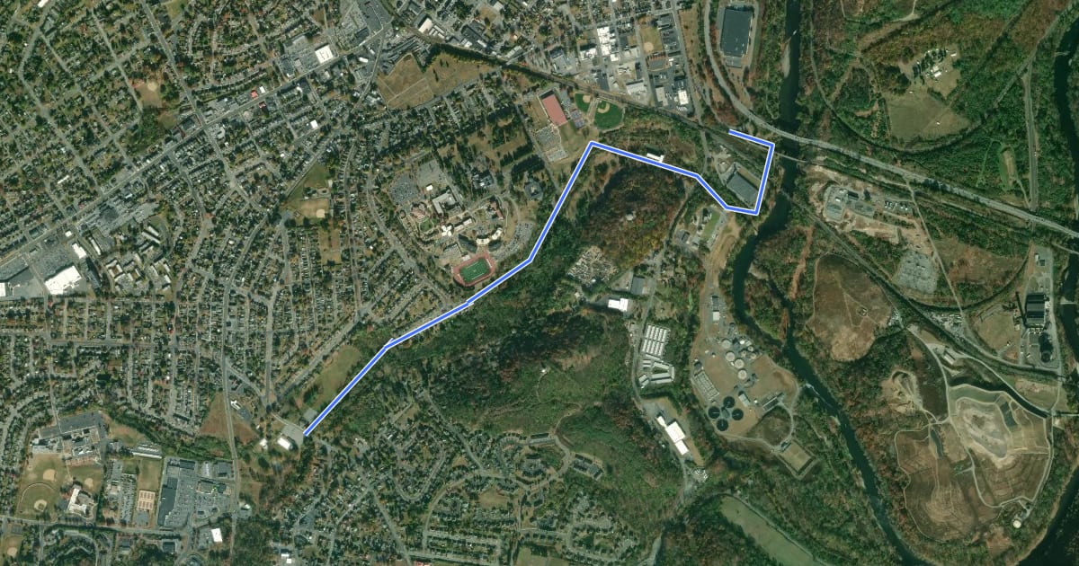 Маршрут Angelica Creek Trail на спутниковом снимке