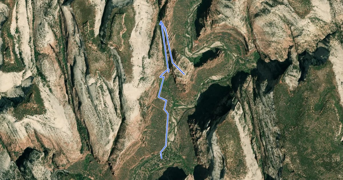 Маршрут Angels Landing Trail--West Rim Trail на спутниковом снимке