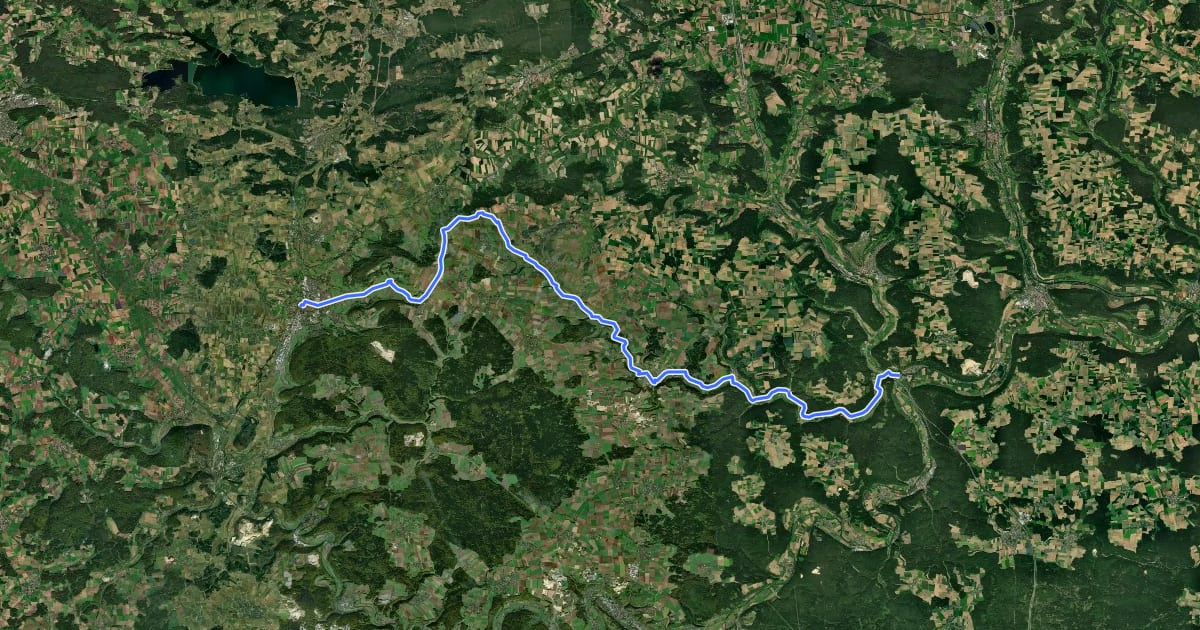 Маршрут Anlautertal-Radweg на спутниковом снимке