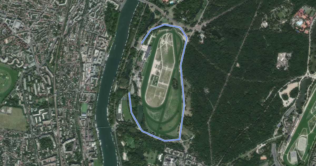 Маршрут Anneau cyclable de Longchamp на спутниковом снимке