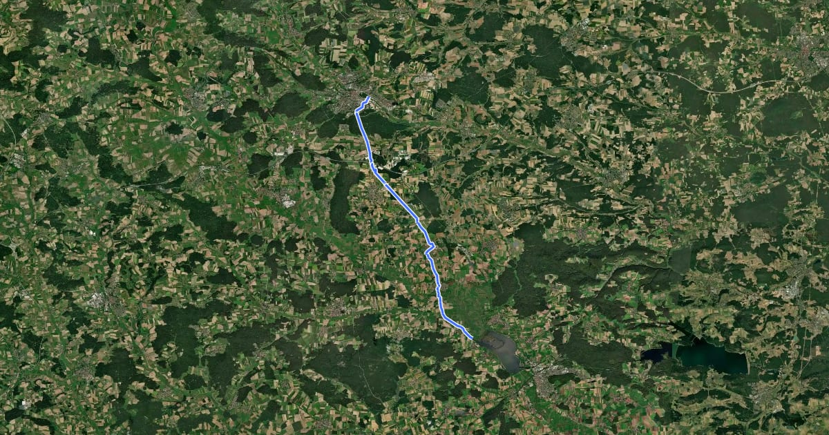 Маршрут Ansbach - Altmühlsee на спутниковом снимке