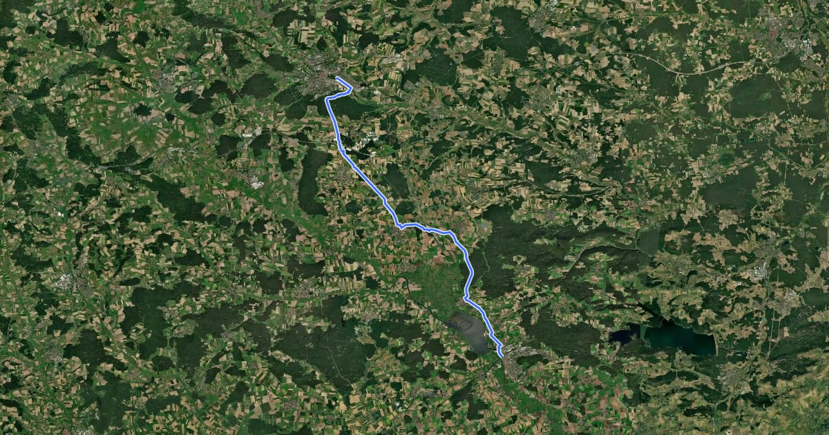 Маршрут Ansbach - Gunzenhausen на спутниковом снимке