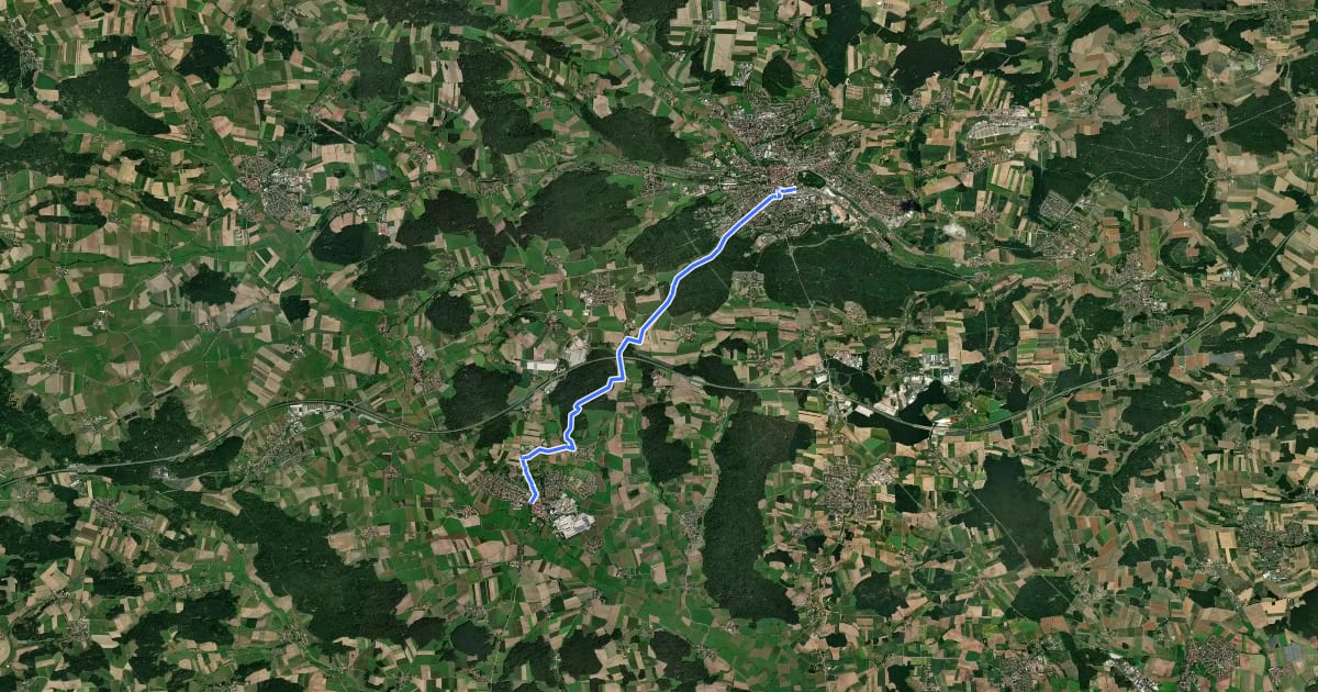 Маршрут Ansbach – Herrieden на спутниковом снимке