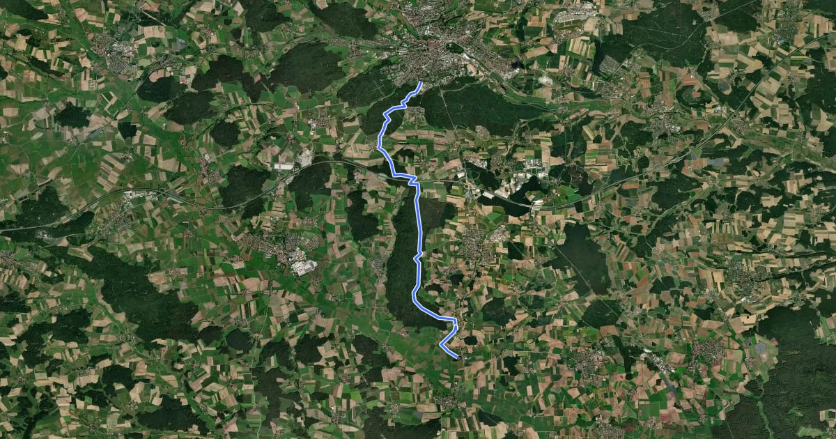 Маршрут Ansbach – Sommersdorf на спутниковом снимке