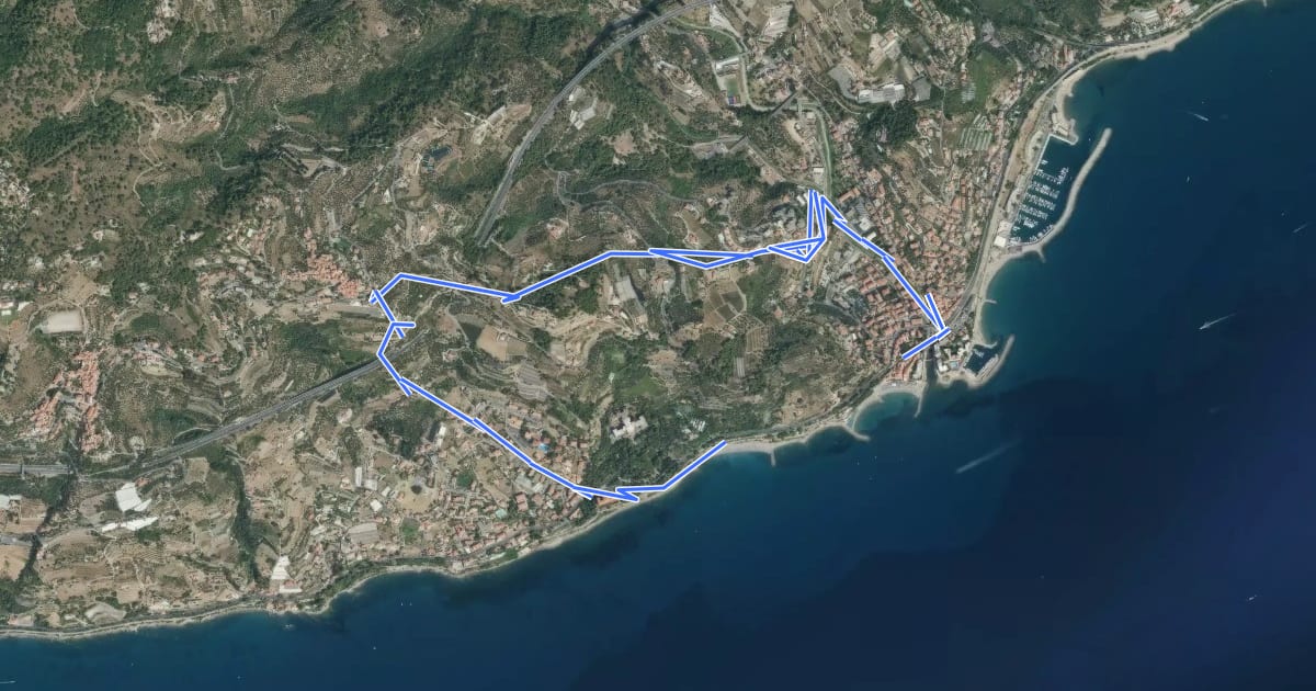 Маршрут Antica mulattiera da San Lorenzo al Mare a Costarainera - Piani Paorelli на спутниковом снимке