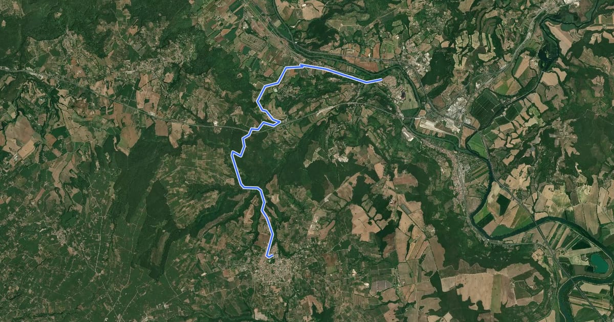 Маршрут Antica Via Amerina - tappa Orte Vasanello на спутниковом снимке