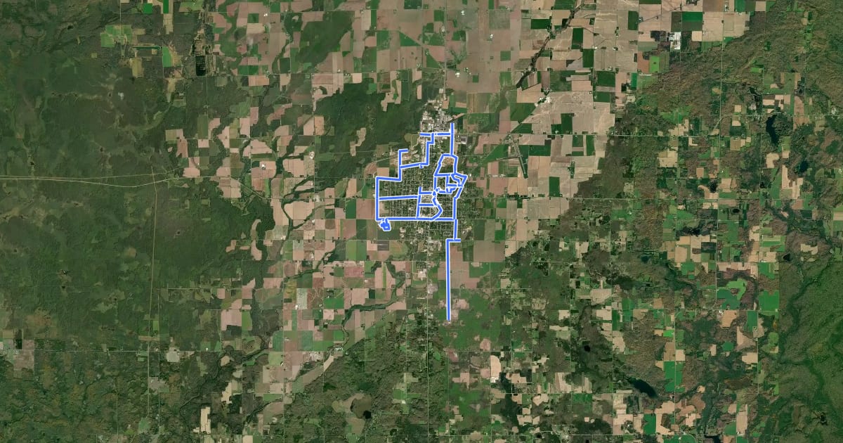 Маршрут Antigo City Bike Route на спутниковом снимке