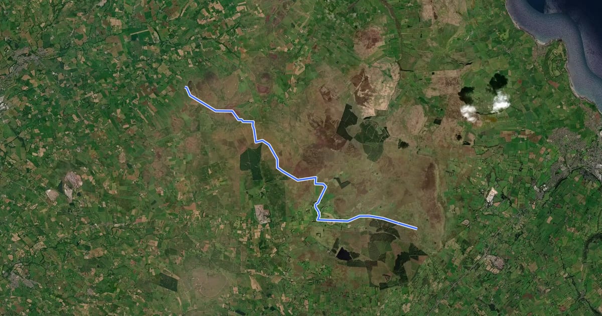 Маршрут Antrim Hills Way на спутниковом снимке