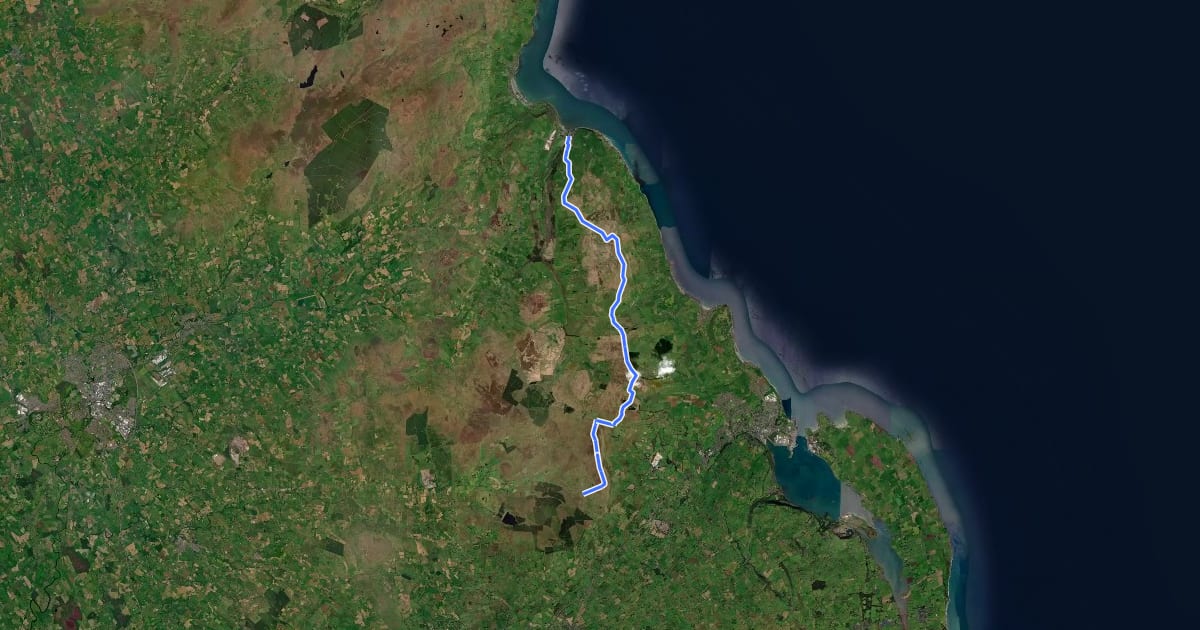 Маршрут Antrim Hills Way (Ulster Way Section) на спутниковом снимке