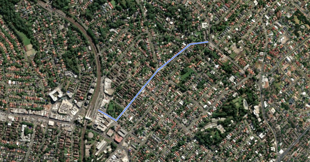 Маршрут Anzac Avenue Cycle Route на спутниковом снимке