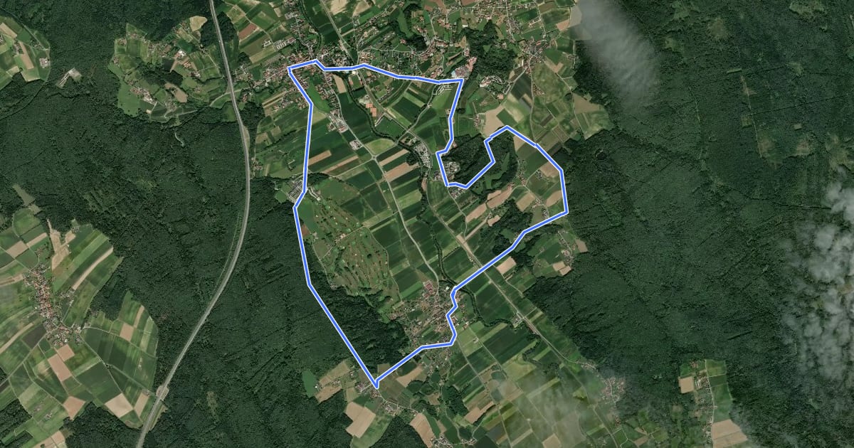 Маршрут Apfelwanderweg (W4) на спутниковом снимке