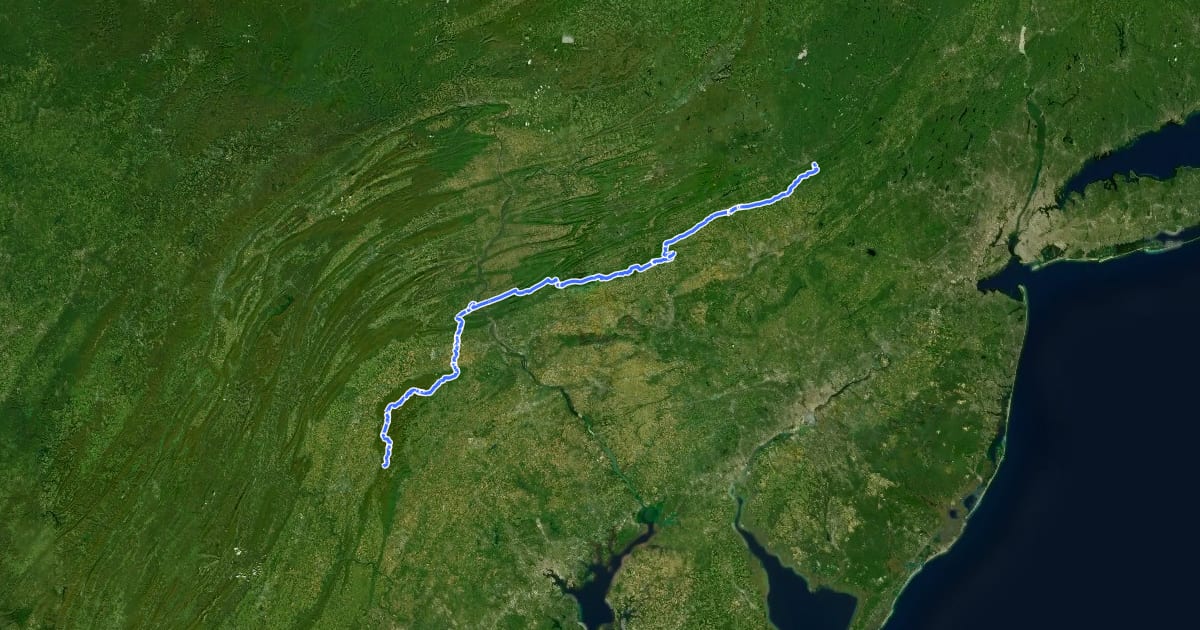 Маршрут Appalachian Trail на спутниковом снимке