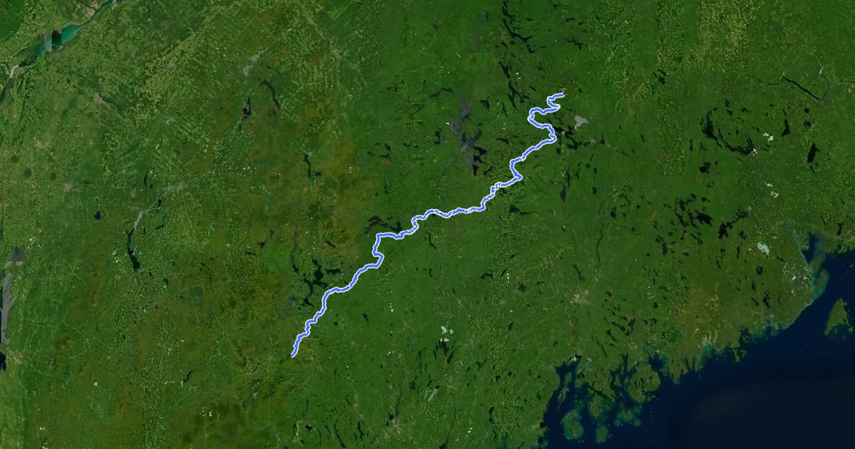Маршрут Appalachian Trail на спутниковом снимке
