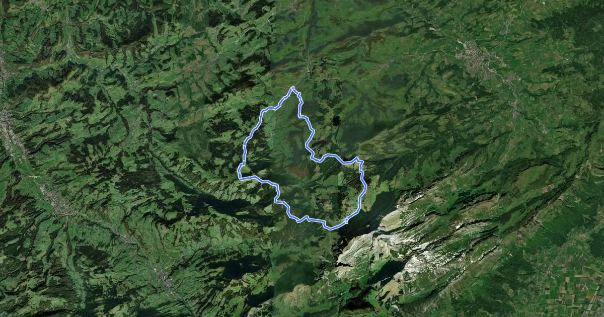Маршрут Appenzeller Alpenweg на спутниковом снимке