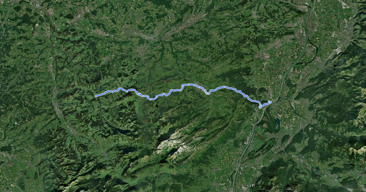 Маршрут Appenzeller Weg на спутниковом снимке