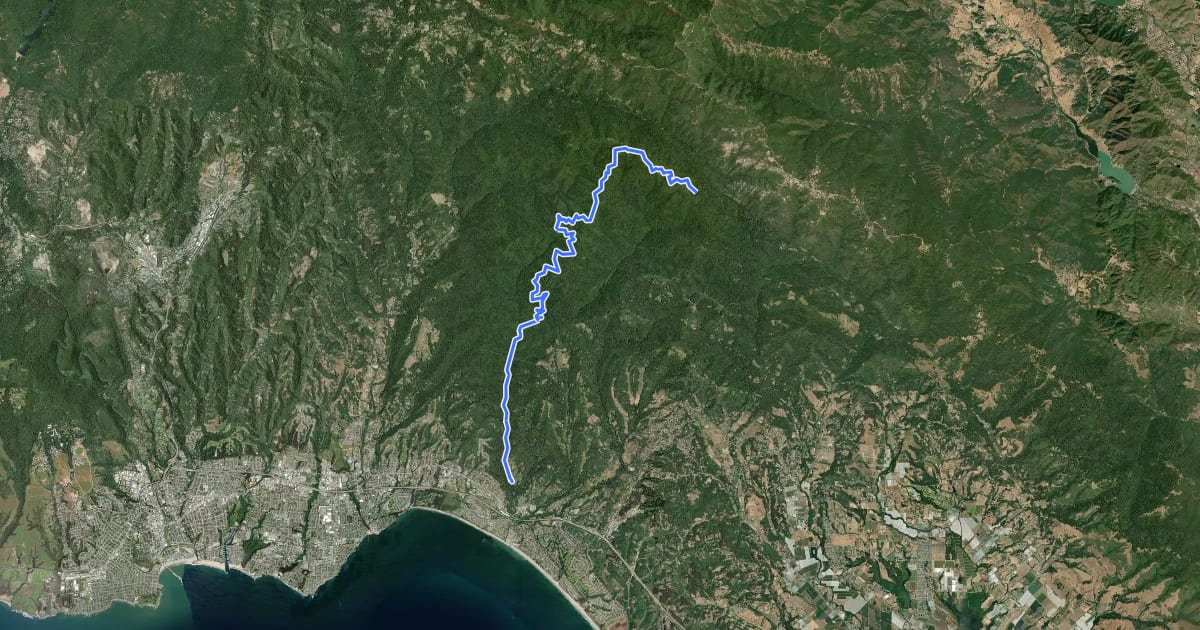 Маршрут Aptos Creek Fire Road на спутниковом снимке