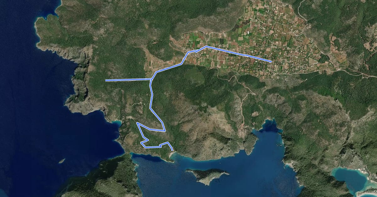 Маршрут AR4 Kayaköy - Gemiler на спутниковом снимке