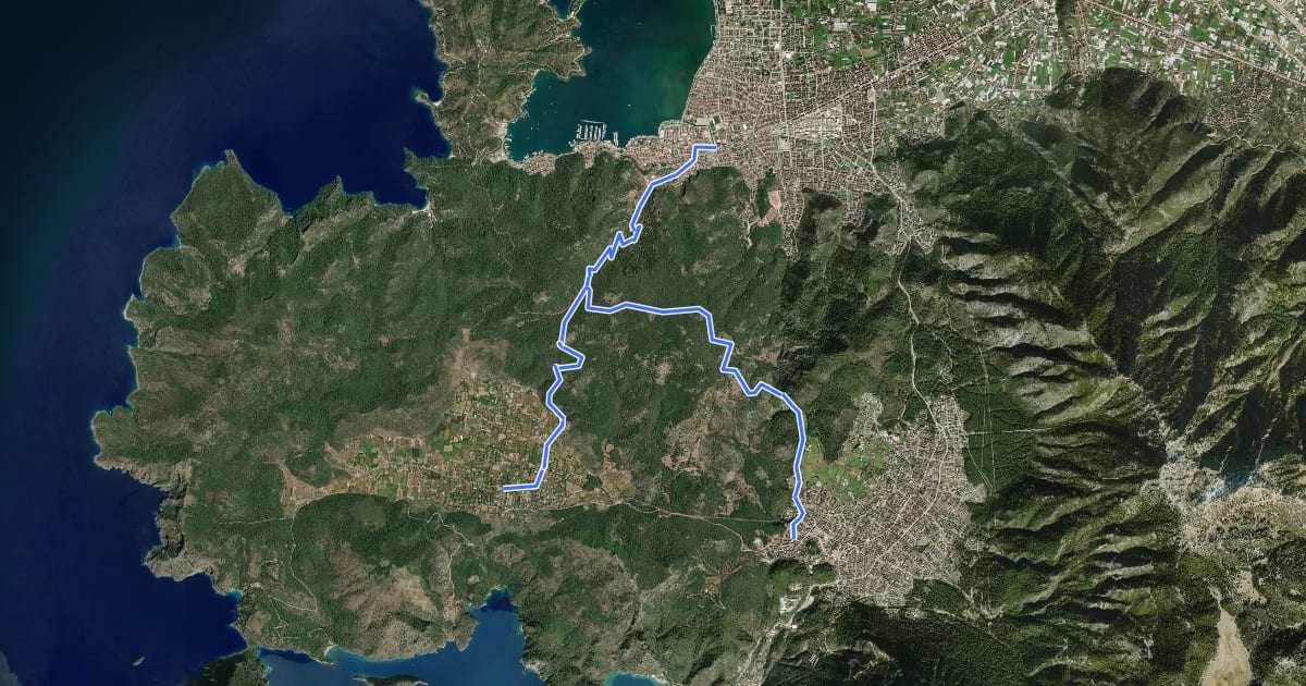 Маршрут AR5 Fethiye - Ovacık - Karmylassos на спутниковом снимке