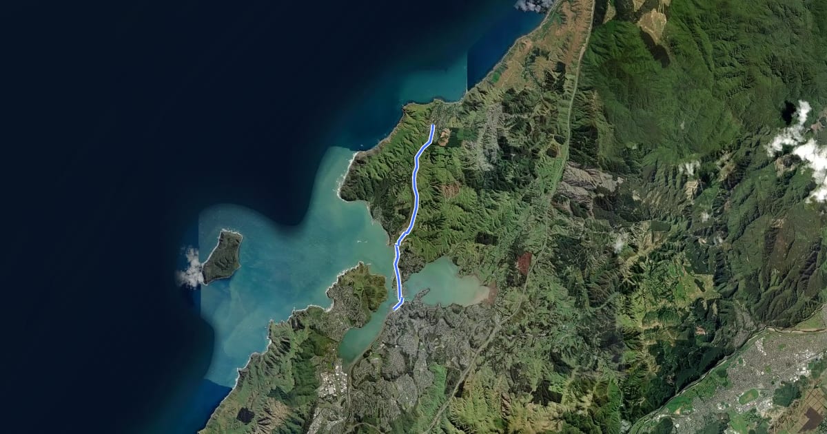 Маршрут Ara Harakeke Shared Path на спутниковом снимке