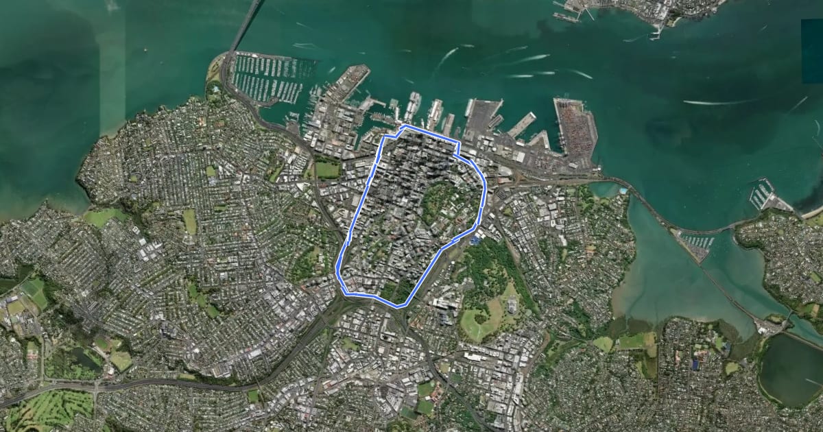 Маршрут Ara Āmio i te Pokapū Tāone / City Centre Loop на спутниковом снимке