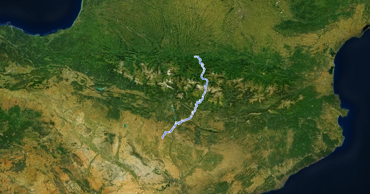 Маршрут Aran Pirineos. Camino de Santiago на спутниковом снимке