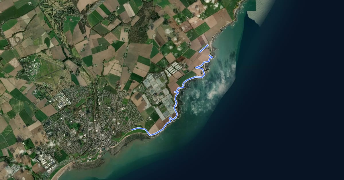 Маршрут Arbroath to Auchmithie Coastal Path на спутниковом снимке