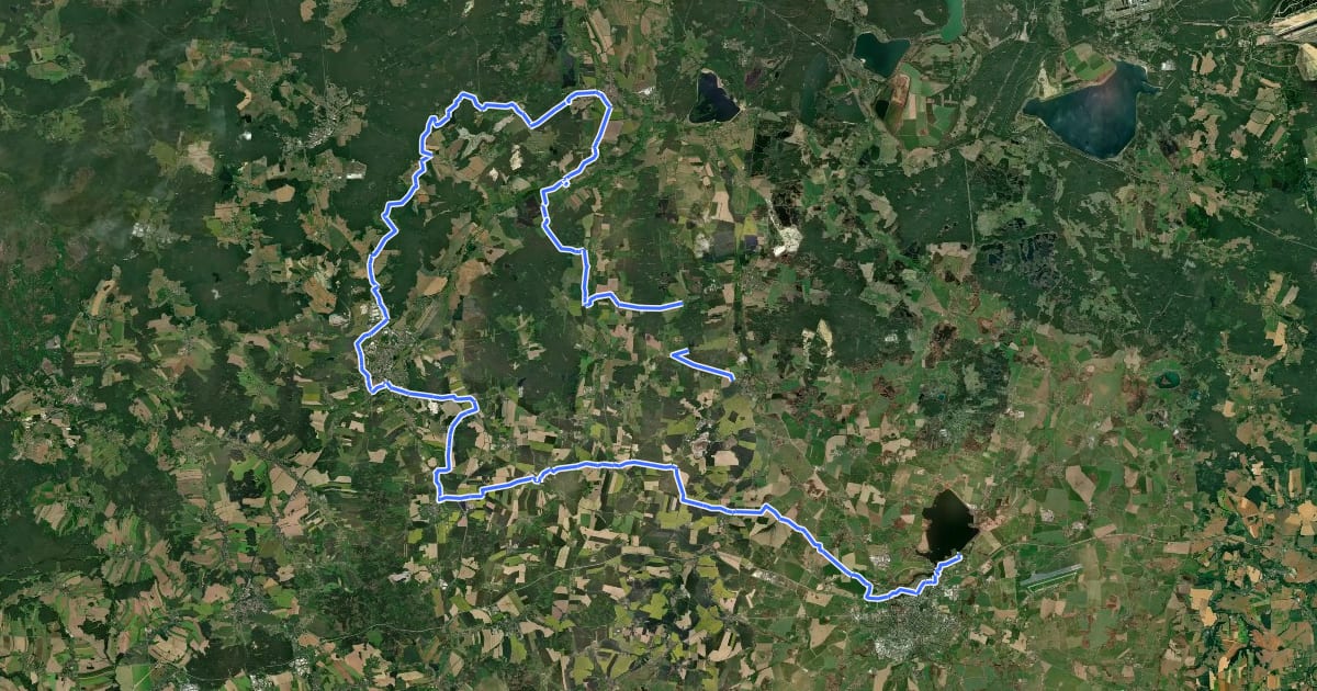 Маршрут Archäologischer Radwanderweg Lausitz Nordroute на спутниковом снимке