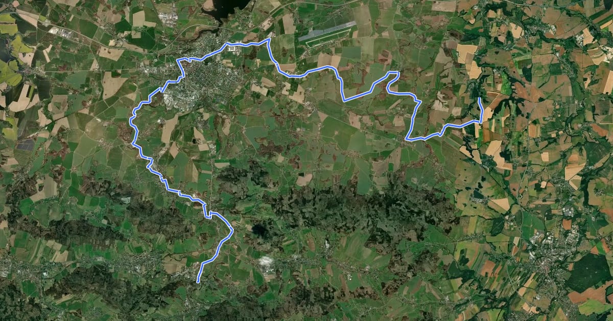 Маршрут Archäologischer Radwanderweg Lausitz Südroute на спутниковом снимке