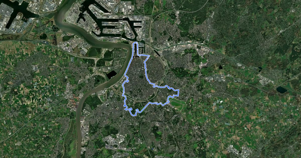 Маршрут Architectuurroute на спутниковом снимке