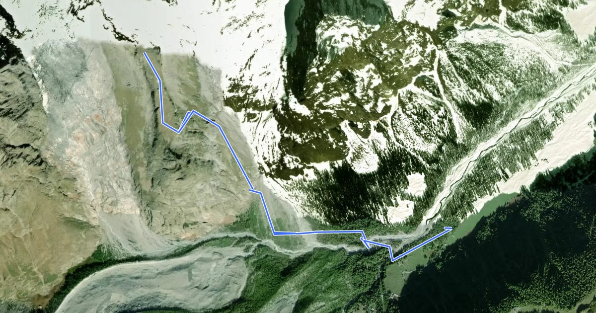 Маршрут Area pic-nic Plan Veny - Rifugio Monzino на спутниковом снимке