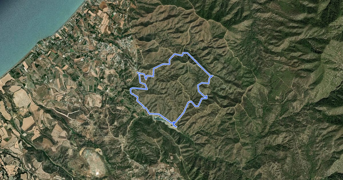 Маршрут Argaka Nature Trail (long) на спутниковом снимке