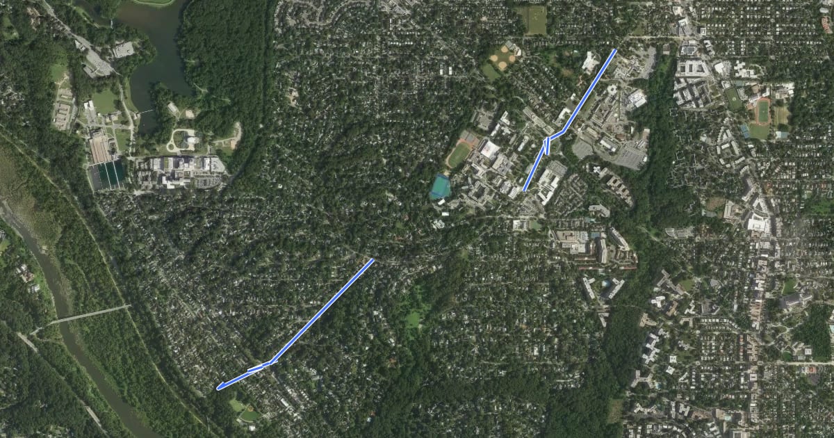 Маршрут Arizona Avenue Northwest на спутниковом снимке